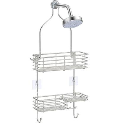 SMARTAKE Hanging Shower Head Caddy, Shower Shelf Organizer, Silver | SUS201 Rustproof Stainless Steel Over The Storage Rack, for Toilet, Bathroom