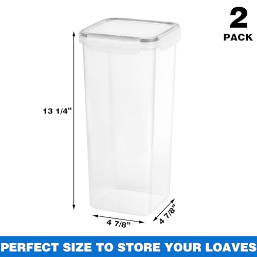 2 Pack Bread Box, Plastic Bread Container, Bread S...
