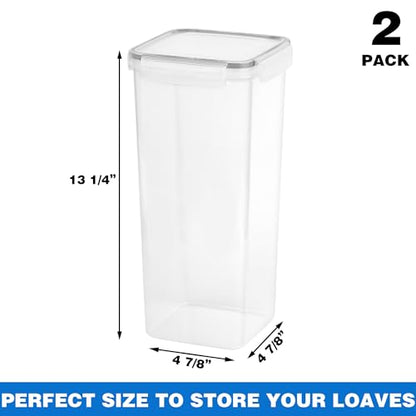 2 Pack Bread Box, Plastic Bread Container, Bread S...