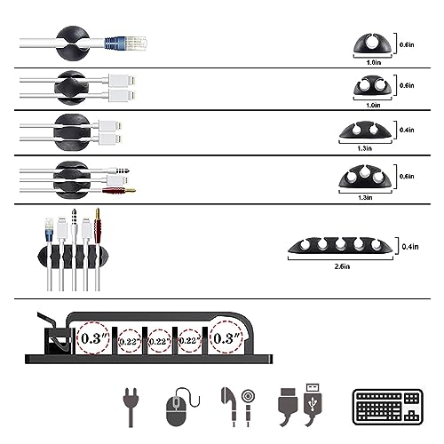 300PCS Cable Management Kit,4 Cable Sleeve 35 Cable Clips | 11Cord Holders,20 Roll Cable Organizer Straps, 200 Fastening Cable Ties,20 Cable Zip Tie Mounts for Computer TV Under Desk