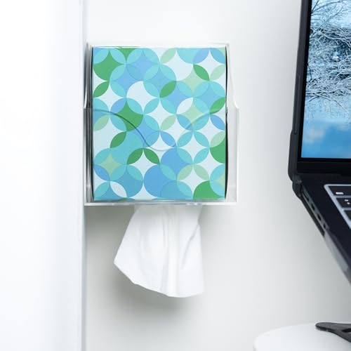 IneVibe Square Tissue Box Holder for Small Spaces Wall Mounted | Place Under Cabinet or Side of Desk, in RV, Bathroom - Acrylic Facial Box Dispenser, Face Down or Sideways in Tight Areas