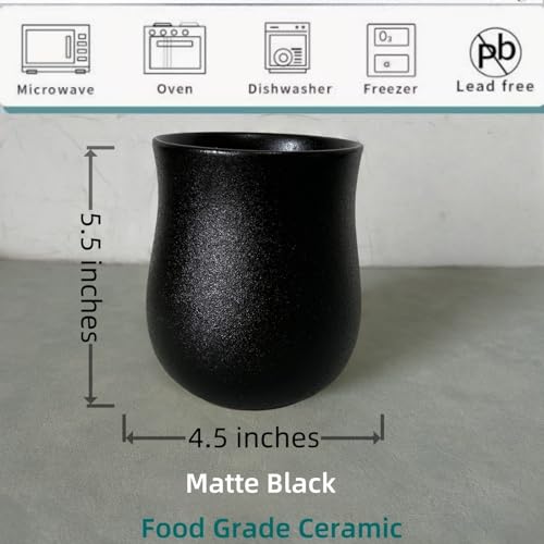 Short Kitchen Utensil Holder for Kitchen Counter,... (A, Matte Black | Porcelain)
