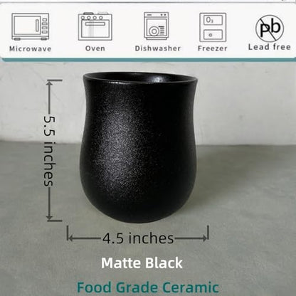 Short Kitchen Utensil Holder for Kitchen Counter,... (A, Matte Black | Porcelain)