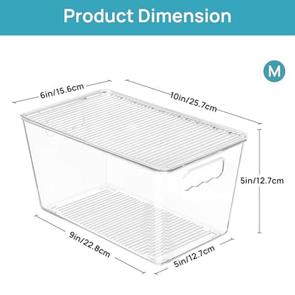 Vtopmart 6 Pack Clear Stackable Storage Bins with Lids, Medium | BPA-free Plastic, Organize Vertically, For Pantry Kitchen Fridge Cabinet Closet Bathroom, Built to Last, Easy to Move