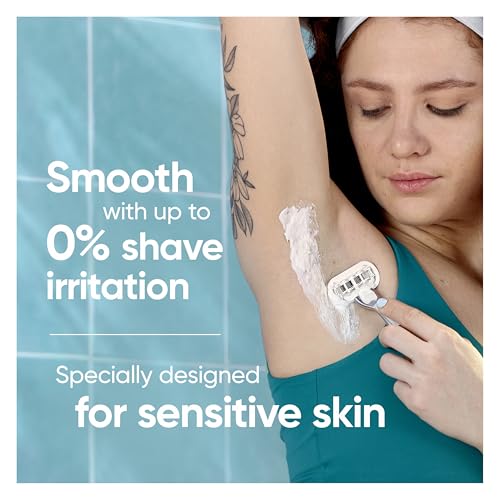 Gillette Venus Extra Smooth Sensitive Razor for Women, Includes 1 Reusable Razor Handle + 2 Refills, for Sensitive Skin with Metal Handle and Shower Holder