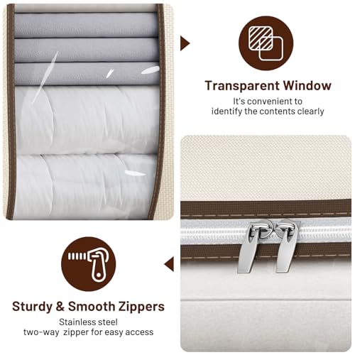 SLEEPING LAMB 170L Huge Blanket Storage Bag, Sturdy Oxford Fabric Comforter Storage Bag with Handles and Window, Foldable Bedding Container Organizer for King-size Duvets, Sheets, Pillows, Clothes