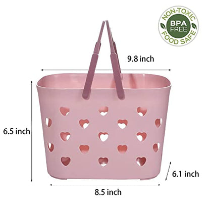 Portable Shower Caddy with handle Plastic Shower Basket Organizer, Pink | Bathroom Caddy Storage Tote Cleaning Supply Caddy for College Dorm, Kitchen, Pantry, Garage