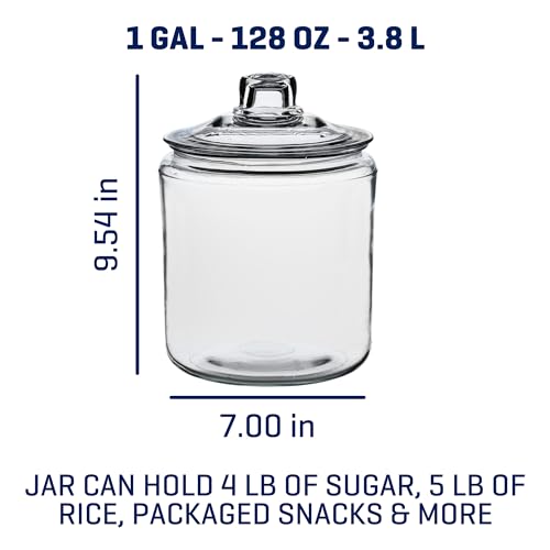 Anchor Hocking Heritage Hill 1 Gallon Glass Jar with Lid, Set of 2