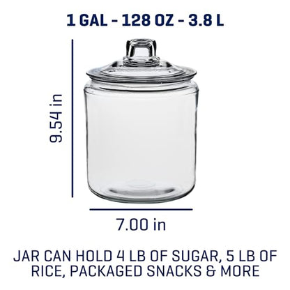 Anchor Hocking Heritage Hill 1 Gallon Glass Jar with Lid, Set of 2