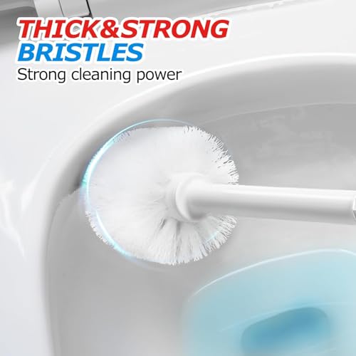 FORASTO 3IN1 Toilet Brush and Plunger Set with Holder Compact Cleaning Kit | White, long grip, suction cup, firm bristles, crevice cleaner, bathroom essentials for apartment, daily supplies