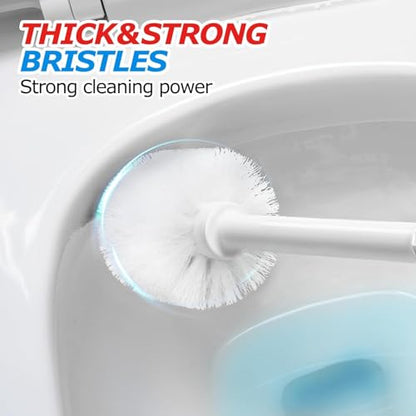FORASTO 3IN1 Toilet Brush and Plunger Set with Holder Compact Cleaning Kit | White, long grip, suction cup, firm bristles, crevice cleaner, bathroom essentials for apartment, daily supplies