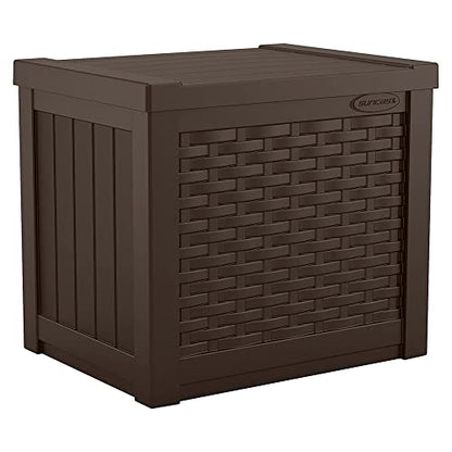Suncast 22 Gal, Small Outdoor Storage Deck Box, Java Resin, Flat Lid