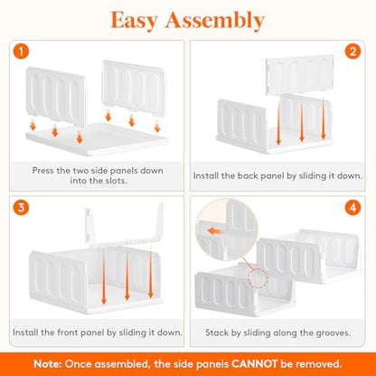 Lifewit 6 Pack Stackable Closet Storage Organizers for Clothes 16.5" Depth | Plastic Stacking Sweater Storage basket Bins for Wardrobe, Multifunctional Pants Organizer for RV, Pantry, Kitchen, Dorm