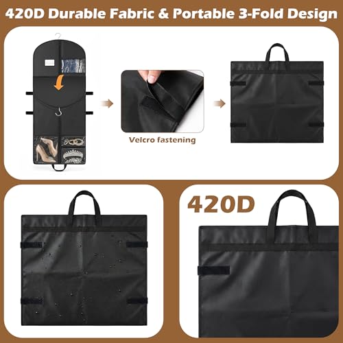 65" Long Garment Bags, 2 Pack Waterproof Travel Dress Bags for Hanging Clothes, Wedding Dress Cover Clothes Protector for Closet Storage, Suitable for Gowns, Tuxedos, Coats, Black