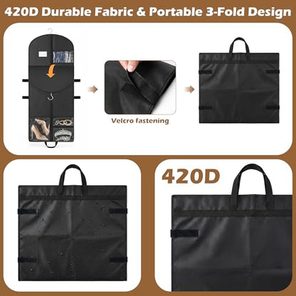 65" Long Garment Bags, 2 Pack Waterproof Travel Dress Bags for Hanging Clothes, Wedding Dress Cover Clothes Protector for Closet Storage, Suitable for Gowns, Tuxedos, Coats, Black