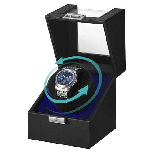 Automatic Single Watch Winder Box with Quiet Motor... (Black)
