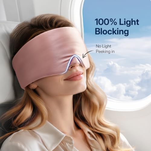 LitBear Reversible Silk and Cooling Sleep Eye Mask for Women Men | Light Blocking, Side Sleepers, Soft, Breathable, Nose Flap, Quiet Adjustable Strap, Travel Pouch, All-Season Comfort