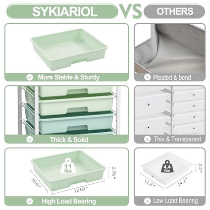 Rolling Cart with Drawers,Craft Organizers and Storage, Green | Rolling Storage Cart with 8 Drawers and Wooden Tabletop for Living Room,Office,Classroom,Craft Room,Bedroom,Dorm