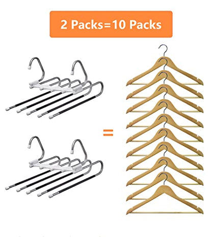 Kalimdor Pants Hangers 2 Pack Space Saving Metal Closet Organizer,Clothes Pants Hangers,Anti-Slip Design,Closet Organizers and Storage for Pants Jeans Skirts Scarf Legging