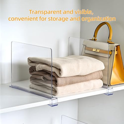 Shelf Dividers，Vertical Purse Organizer for Closet，Thickened and Sturdy Shelf Organizer for Sweater, Shirts, Handbags,8" Tall x 11" (6 Pcs)