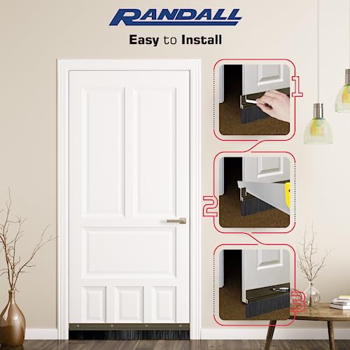 Brown Aluminum Brush Door Sweep for Bottom of Door Exterior, 36 Inch, Metal Door Sweep for Interior & Exterior Doors, Storm Doors, & Screen Doors, Seals Gaps up to 1-1/2", Made in USA