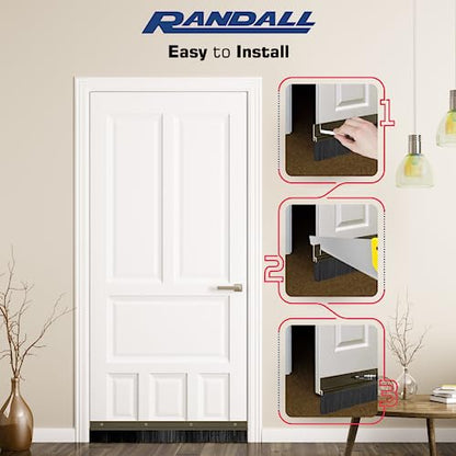 Brown Aluminum Brush Door Sweep for Bottom of Door Exterior, 36 Inch, Metal Door Sweep for Interior & Exterior Doors, Storm Doors, & Screen Doors, Seals Gaps up to 1-1/2", Made in USA