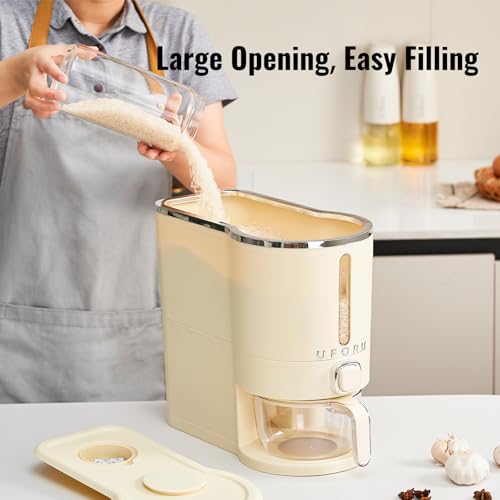 UFORU Rice Dispenser 13 LB,Airtight Storage Container With Measuring Cup