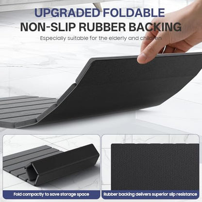 Stone Bath Mat Foldable Diatomaceous Earth Bath Mat Non-Slip Absorbent Shower Stone Mat Quick Dry Easy Clean for Bathroom Floor Kitchen Dish Drying