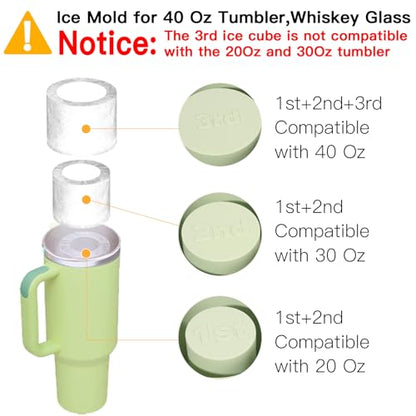3 Pcs Silicone Ice Cube Tray for 30-40 Oz Tumblers with Lid and Storage Bin | Creates 3 Hollow Cylinder Ice Cubes, Silicone Ice Trays for Freezer, Easy Release, BPA-Free, Coffee, Whiskey and Cocktails