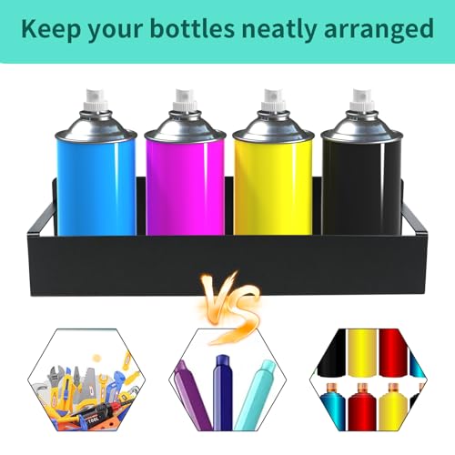 8 Pcs Magnetic Spray Can Holder Wall Mounted Magnet Toolbox Rack Spray Bottle Organizer Tool Box Storage Rack Mechanic Paint Can Holder for Home Garage Workspace (Black)