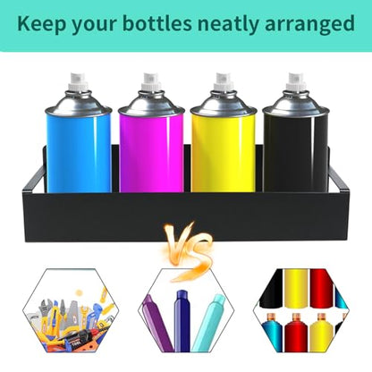 8 Pcs Magnetic Spray Can Holder Wall Mounted Magnet Toolbox Rack Spray Bottle Organizer Tool Box Storage Rack Mechanic Paint Can Holder for Home Garage Workspace (Black)