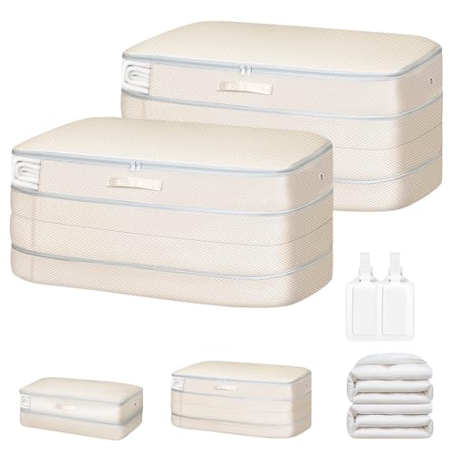 Comforter Storage Bag - Large Capacity Bedding Sto... (2 Count | Beige | Nylon)