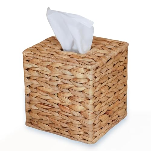 Water Hyacinth Handwoven Tissue Box Cover, Natural...