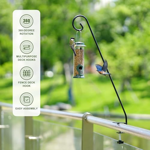 Heavy Duty Extensible Deck Hook - Adjustable for Hanging Bird Feeders, Plants, Suet Baskets, Wind Chimes, Lanterns