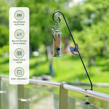 Heavy Duty Extensible Deck Hook - Adjustable for Hanging Bird Feeders, Plants, Suet Baskets, Wind Chimes, Lanterns