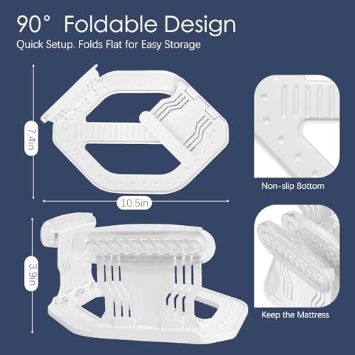 Fitted Sheet Holders, Bed Sheet Holders for Corners, 4 PCS Fitted Sheet Grippers with Lock Clips, Sheet Fasteners Secure Sheets for Twin, Full, Queen, King Beds