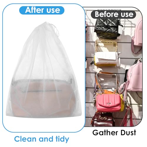 Dimeho 100 PCS Dust Bags for Purses Drawstring Bags Disposable Non-Woven Storage Covers Breathable Handbag Dust Cover Closet Organizer for Shoes Boots Clothes Packing Travel Home