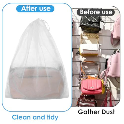 Dimeho 100 PCS Dust Bags for Purses Drawstring Bags Disposable Non-Woven Storage Covers Breathable Handbag Dust Cover Closet Organizer for Shoes Boots Clothes Packing Travel Home