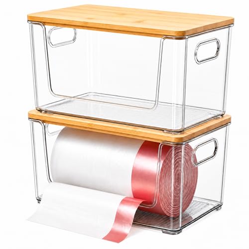 Trash Bag Holder 2 Pack, Stackable Garbage Bag Dis... (Clear | Acrylic)