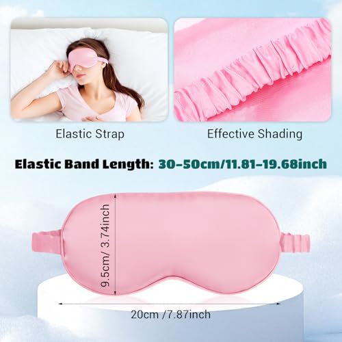 50 Pcs Silk Sleep Mask Blackout for Women Men, Adjustable Comfortable Eye Cover Blindfold No Pressure for Sleeping, Travel, Napping, 5 Colors(Classic Color)