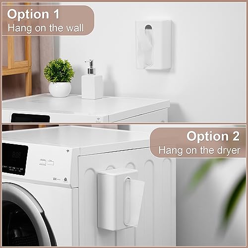 SUBEKYU Magnetic Dryer Sheet Holder Container Dispenser,Plastic,Cream White | Wall Dryer Sheet Box for Laundry Room Organization and Storage,Fabric Sheet Holder