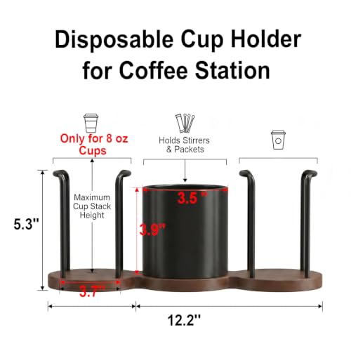 GOYLSER Coffee Bar Organizer with Straw & Stirrer Storage Caddy for Cups Lids, Coffee Organizer Station Home Kitchen Office Coffee Cup Holder for Countertop, Black