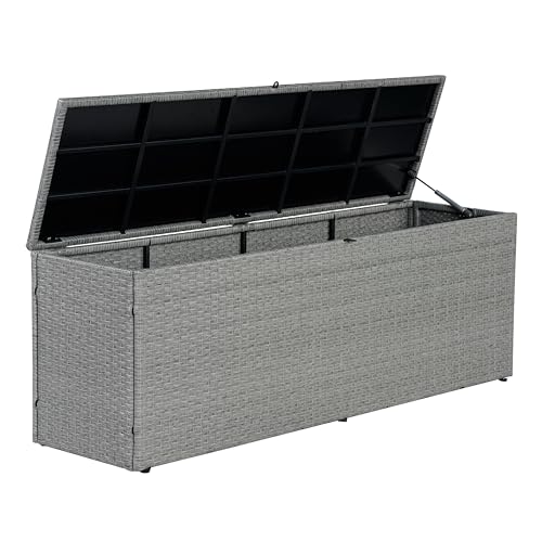Nino 59.06" Outdoor Faux Wicker Deck and Patio Sto... (Gray)