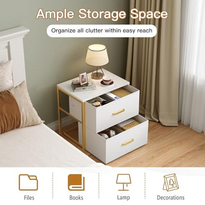 Stackable Storage Drawers, Closet Drawer Organizers and Storage | Storage Drawers for Clothes Small Fabric White 2 Drawer Dresser for Closet, Bedroom, Dorm, Office, Living Room, Under Bed
