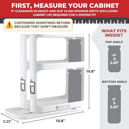 Spice Rack Organizer for Cabinet - Slide & Rotate Kitchen Organizers and Storage - 2 Double-Decker Shelves - Non-Skid Base - Magnetic Modular Design - 10.8" H x 5.25" W x 10.8" D