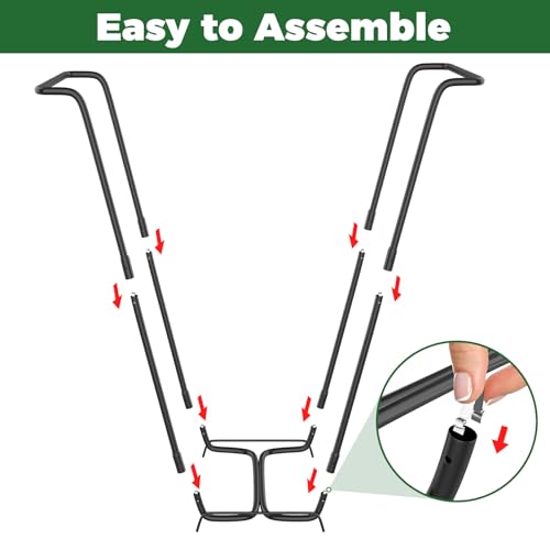 Outdoor Trash Bag Holder Metal Garden Trash Bag Holder for Yard Waste Stand Holds 30-45 Gallons Leaf Bag Holder with 4 Clips for Leaves Camping Lawn Party Weeding Yard Gardening（1pcs+4clips）