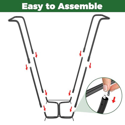 Outdoor Trash Bag Holder Metal Garden Trash Bag Holder for Yard Waste Stand Holds 30-45 Gallons Leaf Bag Holder with 4 Clips for Leaves Camping Lawn Party Weeding Yard Gardening（1pcs+4clips）