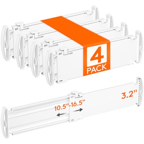3.2" High Drawer Dividers for Clothes, Adjustable... (4 Count | White | ABS Plastic)