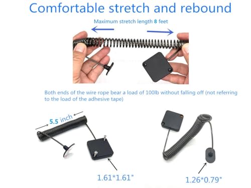 8ft Longer Retractable Cable Lock with Double Sided Adhesive for Gaming Controller, Tablets, Mobile Phones Other Hardware Showroom and Controller, TV, DVD Remote Control Tether (2Pack)