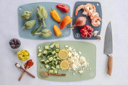 3-Piece Premium Silicone Cutting Board Set, Flexible, Non-Slip, Knife-Friendly. BPA Free, Non-Toxic, 100% Food-Grade Silicone